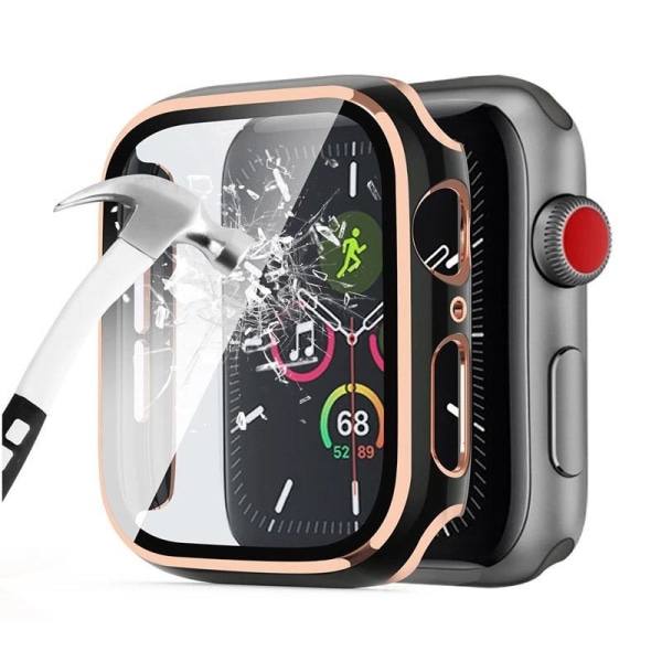 Heltäckande Skal till Apple Watch 4/5/6/SE Härdatglas 40mm Svart Svart
