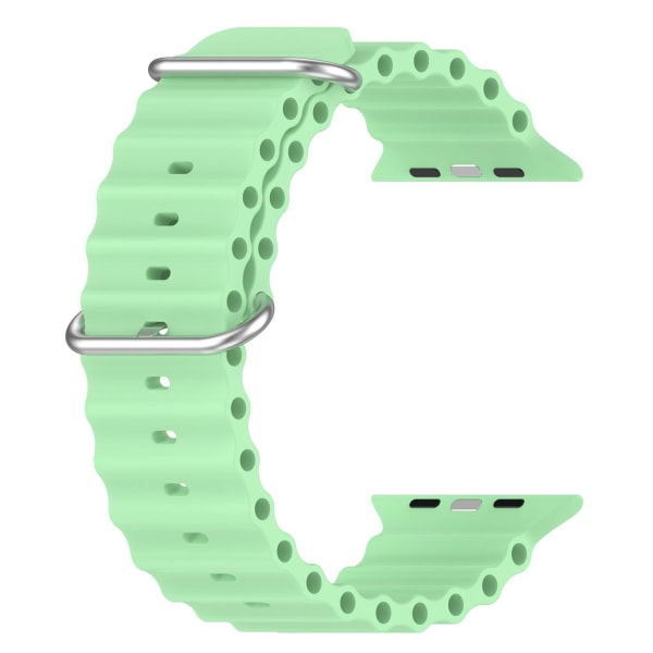 Apple Watch-kompatibelt Wave Armbånd Silikone PISTAGE 42/44/45/49 Pastel green