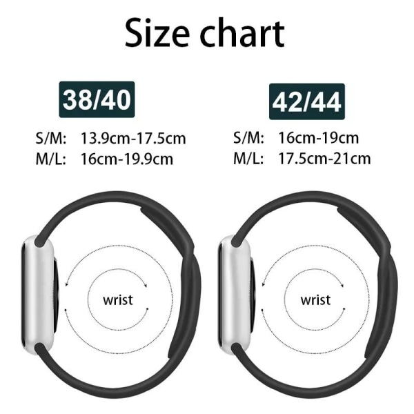 Apple Watch kompatibelt Armband Silikon Vit/Svart 42/44/45/49 mm White S