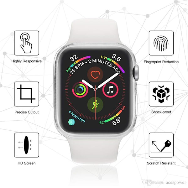Heltäckande Skal till Apple Watch 1/2/3 Skärmskydd 38mm Transparent Transparent