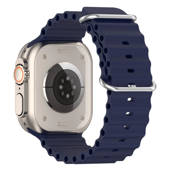 Apple Watch kompatibelt Wave Armband Silikon BLÅ 42/44/45/49 mm Dark blue