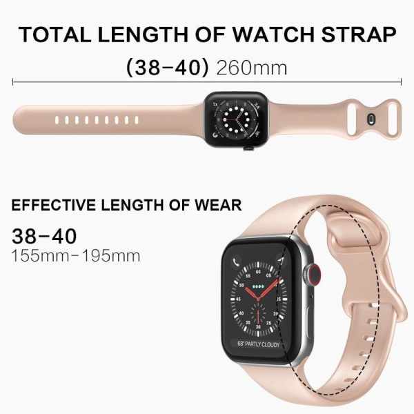 Apple Watch -yhteensopiva rannekoru silikoni ROSAmetallic 42/44/45 mm Pink L
