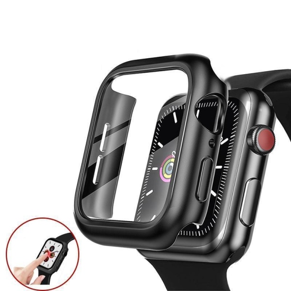 Täysi peittävä kotelo Apple Watch 5/6 / SE:lle Karkaistu lasi 40mm MUSTA Black