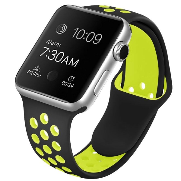 Apple Watch -yhteensopiva Sport Rannekoru silikoni MUSTA / LIME 38/40/4 Black S
