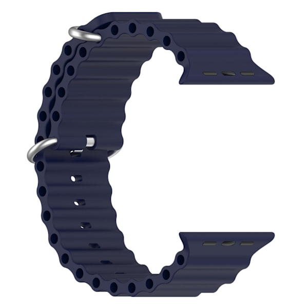 Apple Watch kompatibelt Wave Armband Silikon BLÅ 42/44/45/49 mm Dark blue