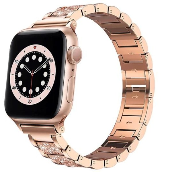 Apple Watch kompatibelt Armband Strass GULD 42/44/45/49mm Gold