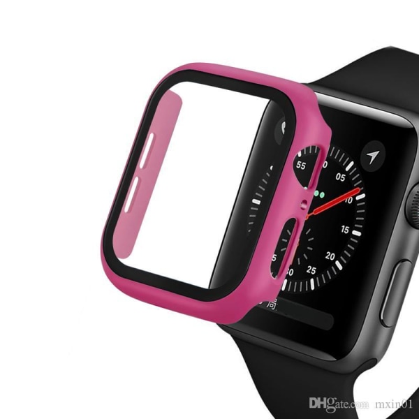 Fulddækkende etui til Apple Watch 5/6 / SE Hærdet glas 44 mm CERISE Cerise