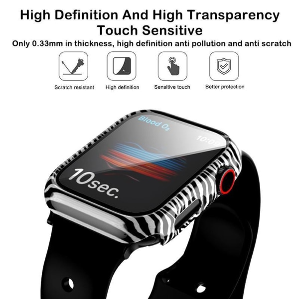 Täysi peittävä kotelo Apple Watch 4/5/6 / SE karkaistu lasi 40mm ZEBR Black