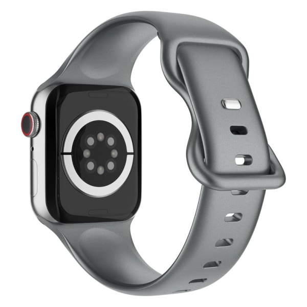 Apple Watch -yhteensopiva rannekoru Silikoni GREY metallinen 42/44/45 mm SilverGrey L