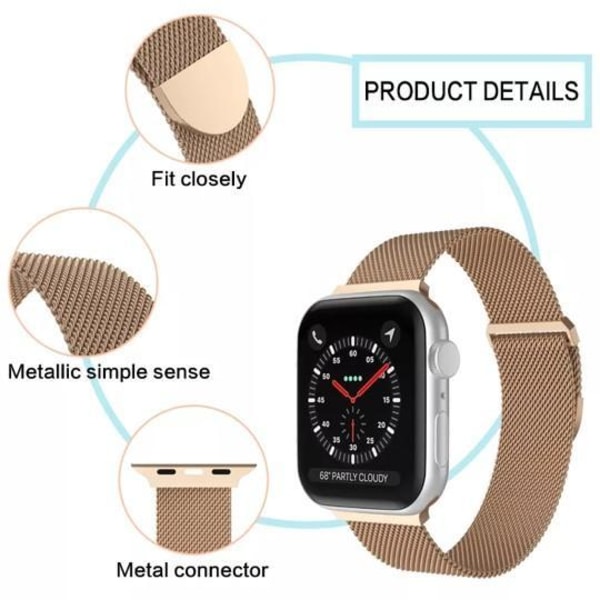 Apple Watch kompatibelt Armband Milanese Loop GULD 38/40/41 mm Guld