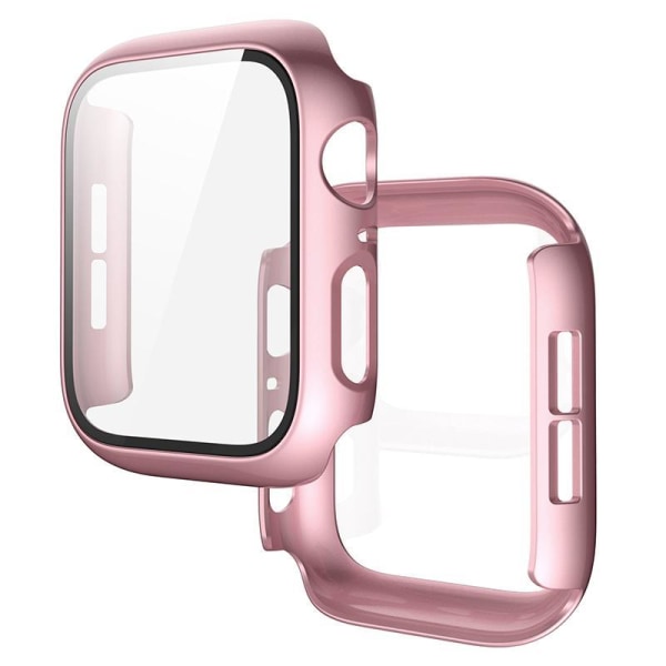 Fulddækkende etui til Apple Watch 1/2/3 Hærdet glas 38 mm ROSE GO Pink