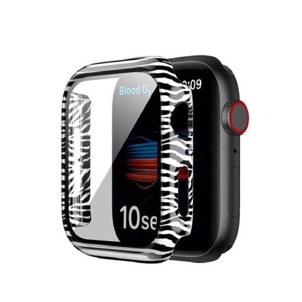 Heltäckande Skal till Apple Watch 4/5/6/SE Härdat glas 44mm ZEBRA Svart