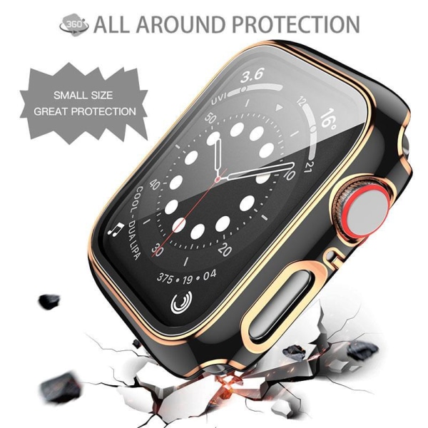 Heltäckande Skal till Apple Watch 4/5/6/SE Härdatglas 40mm Svart Svart