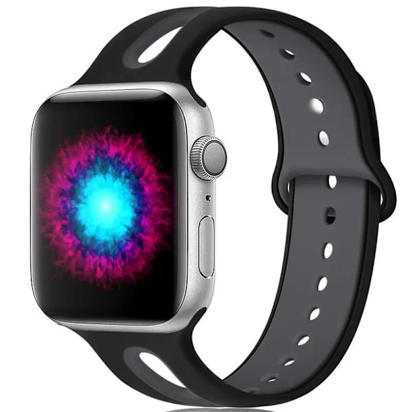 Apple Watch kompatibelt Armband Silikon Svart/Grå 42/44/45/49 mm Black L