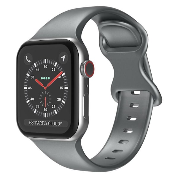 Apple Watch kompatibelt Armband Silikon GRÅ metallic 42/44/45 mm SilverGrey S