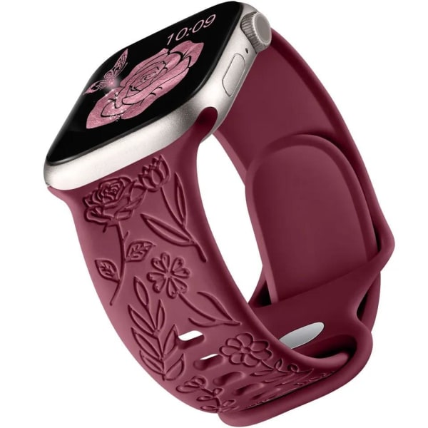 Apple Watch kompatibelt Armband Engrave VINRÖD  42/44/45/49 mm Vin, röd one size