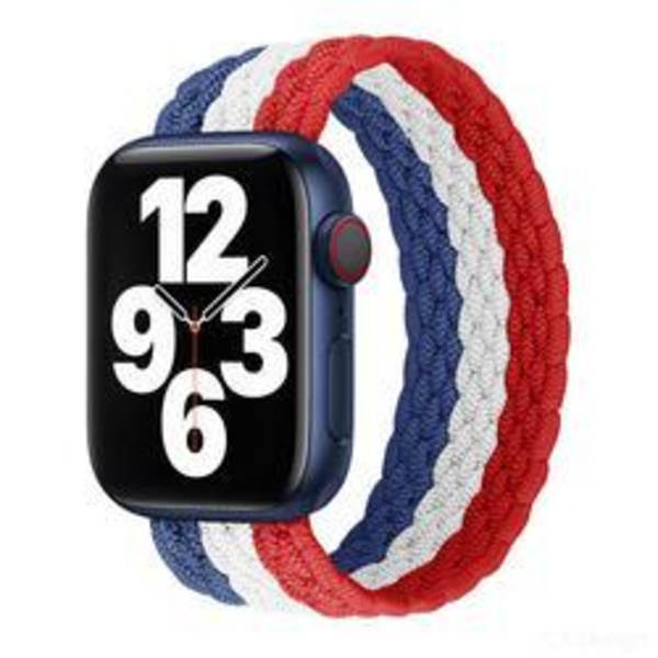 Apple Watch kompatibelt ARMBAND Elastiskt BLÅ/VIT/RÖD 42/44/45mm MultiColor L