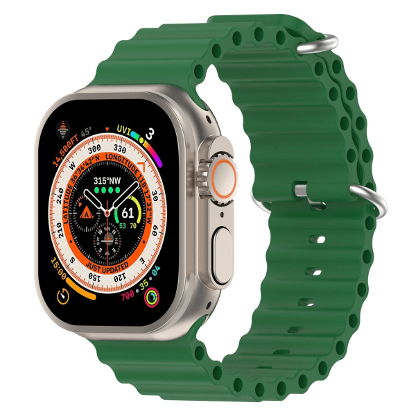 Apple Watch kompatibelt Wave Armband Silikon GRÖN 42/44/45/49 mm Grön