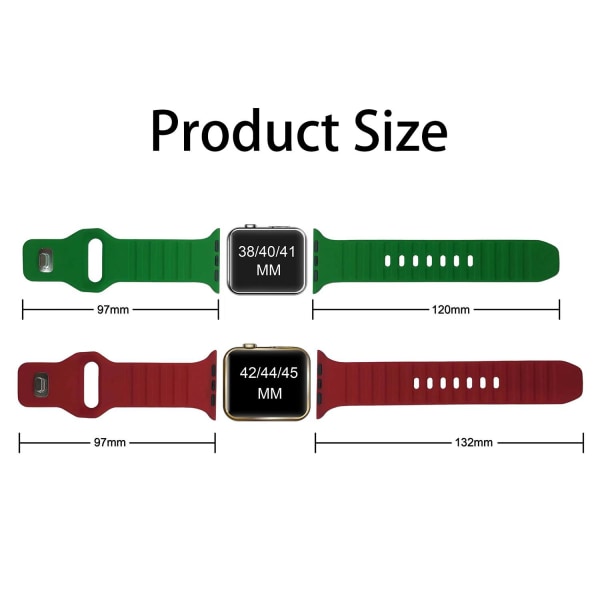 Apple Watch kompatibelt Armband SPORT Silikon GRÅGRÖN 42/44/45mm Grön S