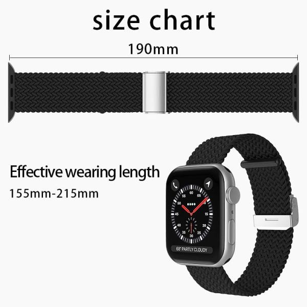 Apple Watch kompatibelt Armband Elastiskt SVART 38/40/41 mm Svart one size