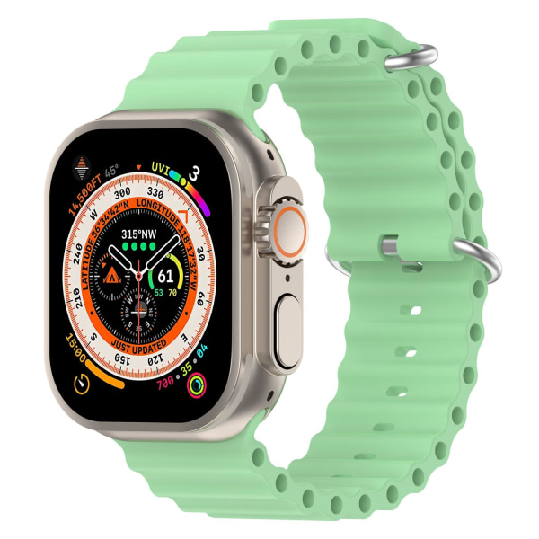 Apple Watch-kompatibelt Wave Armbånd Silikone PISTAGE 42/44/45/49 Pastel green