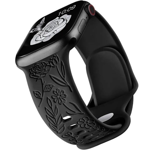 Apple Watch kompatibelt Armband Engrave SVART  42/44/45/49 mm Black one size