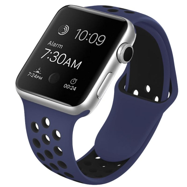 Apple Watch kompatibelt Sport Armband Silikon BLÅ/SVART 42/44/45 Blue S