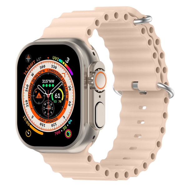 Apple Watch kompatibelt Wave Armband Silikon ROSA 42/44/45/49 mm Rosa