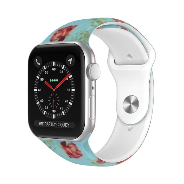 Apple Watch kompatibelt Armband Silikon MINT FLOWER  42/44/45 mm multifärg L