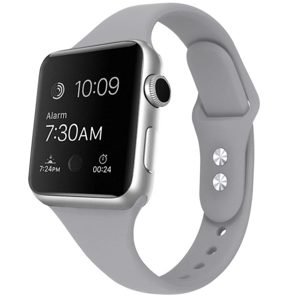 Apple Watch kompatibelt Smalt Armband Silikon LJUSGRÅ 42/44/45mm LightGrey S