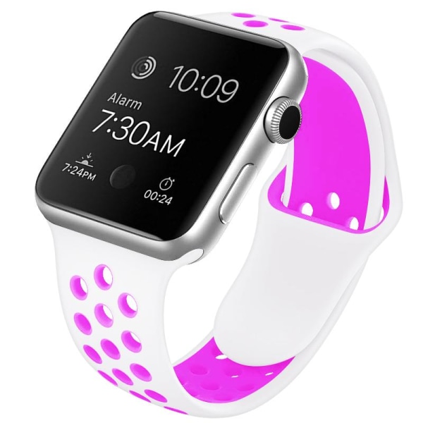 Apple Watch kompatibelt sportsarmbånd silikone HVID / LILLA 42/44 / 45m White S