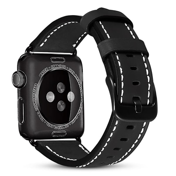 Apple Watch kompatibelt Armband LÄDER SVART 38/40/41 mm Svart one size