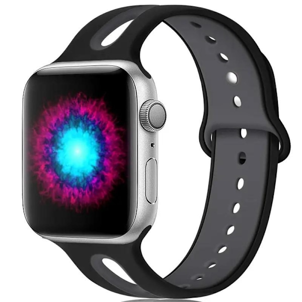 Apple Watch kompatibelt Armband Silikon Svart/Grå 42/44/45/49 mm Black S