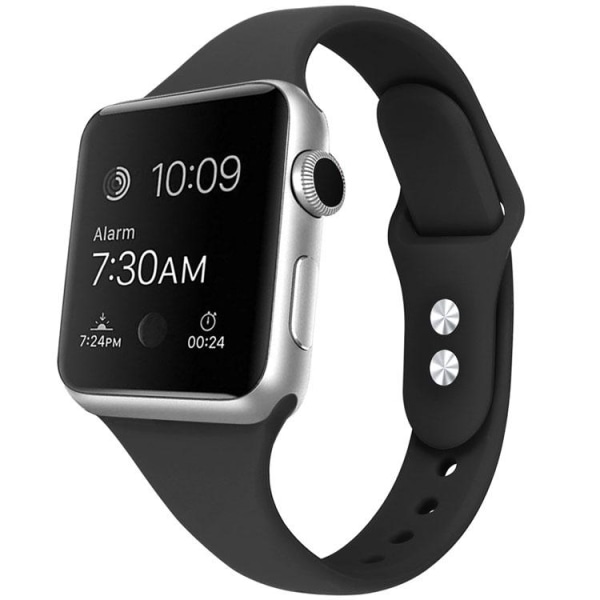 Apple Watch kompatibel Slim Armbånd Silikone SORT 42/44/45 mm Black S