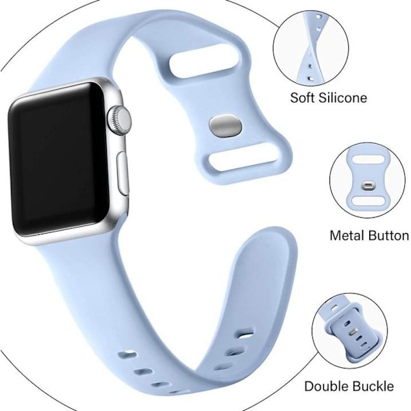 Apple Watch kompatibelt Armband Silikon  LJUSBLÅ 42/44/45/49 mm LightBlue S