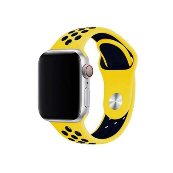 Apple Watch kompatibelt sportsarmbånd silikone GUL/SORT 38/40/44 mm Yellow L