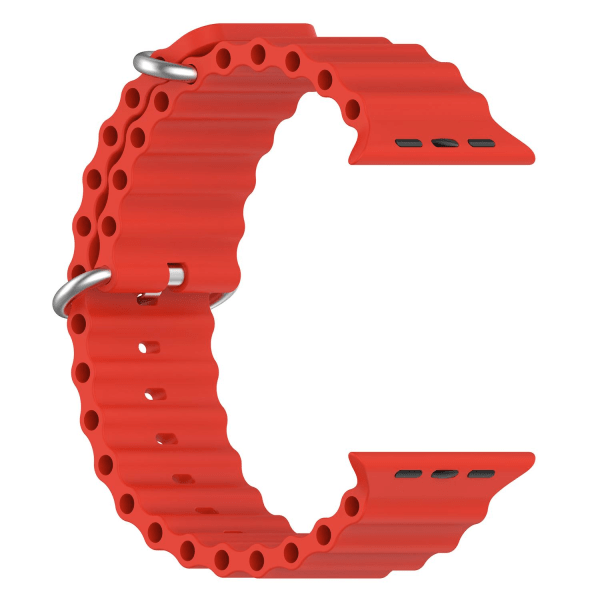 Apple Watch-kompatibelt Wave Armbånd Silikone RØD 42/44/45/49 mm Red