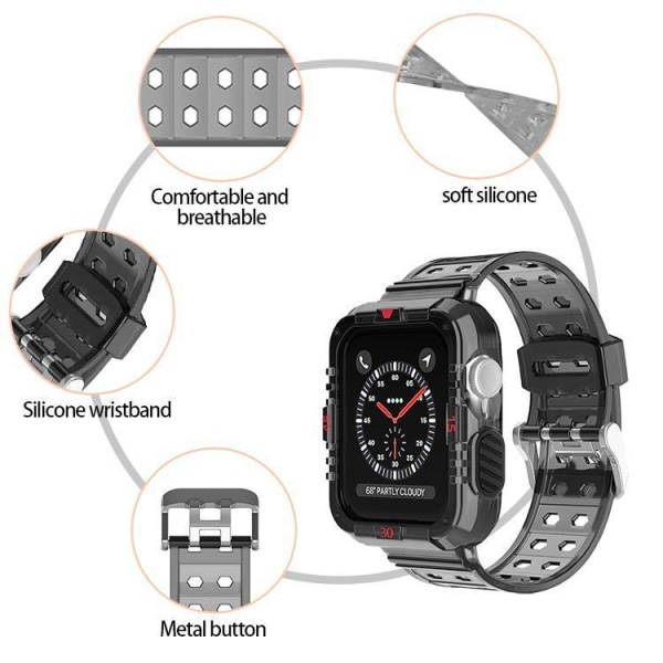Apple Watch-kompatibelt armbånd TPU SORT 42/44/415 mm Black one size
