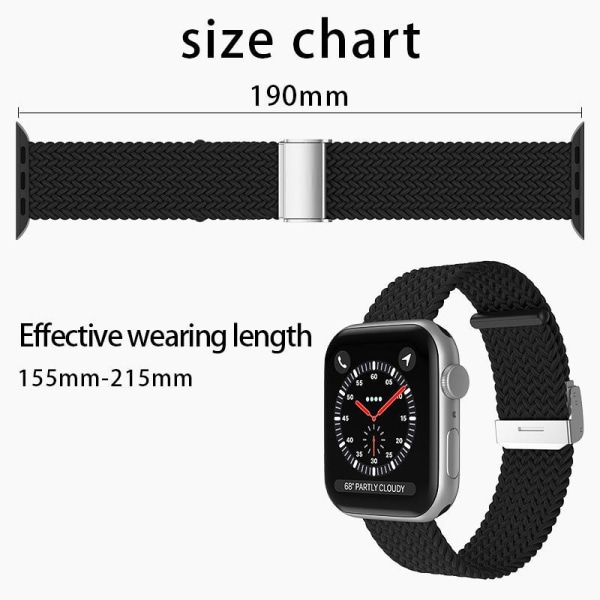Apple Watch kompatibelt Armband Elastiskt MÖRK GRÅ 38/40/41 mm grå one size