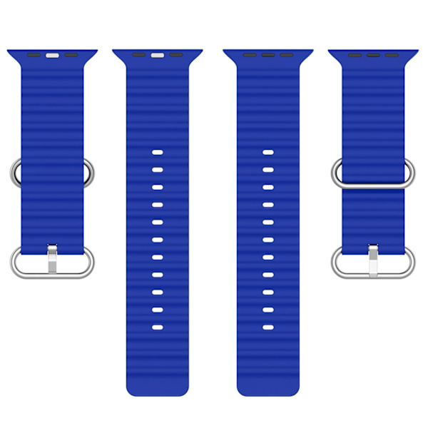Apple Watch kompatibelt Wave Armband Silikon BLÅ 42/44/45/49 mm Blue