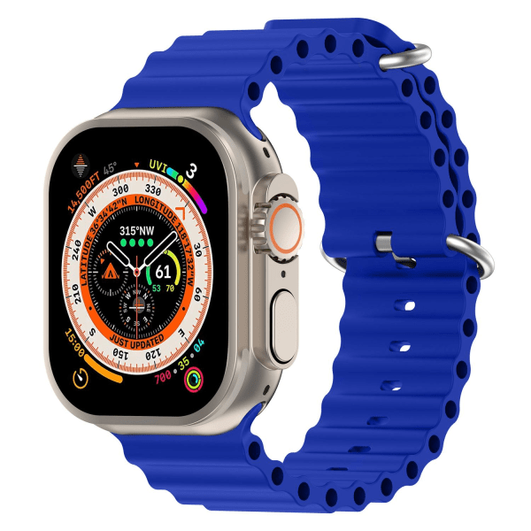 Apple Watch-kompatibelt Wave Armbånd Silikone BLÅ 42/44/45/49 mm Blue