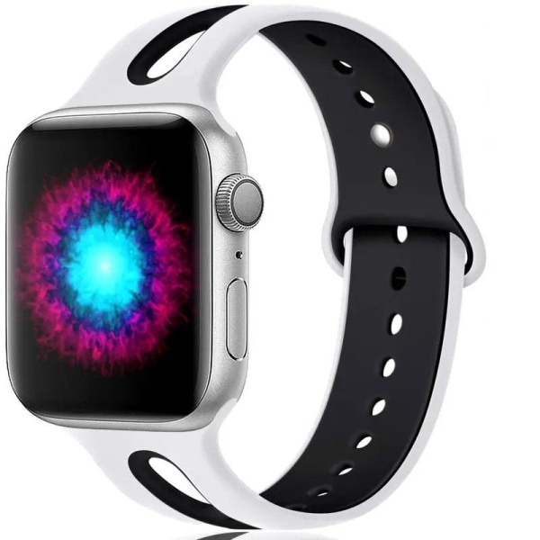 Apple Watch -yhteensopiva rannekoru silikoni valkoinen/musta 42/44/45/49 mm White S