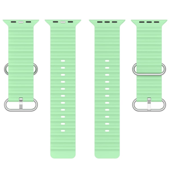 Apple Watch kompatibelt Wave Armband Silikon PISTAGE 42/44/45/49 Pastellgrön