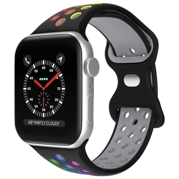 Apple Watch kompatibelt sportsarmbånd silikone SORT / RAIN 42/44/4 Black L