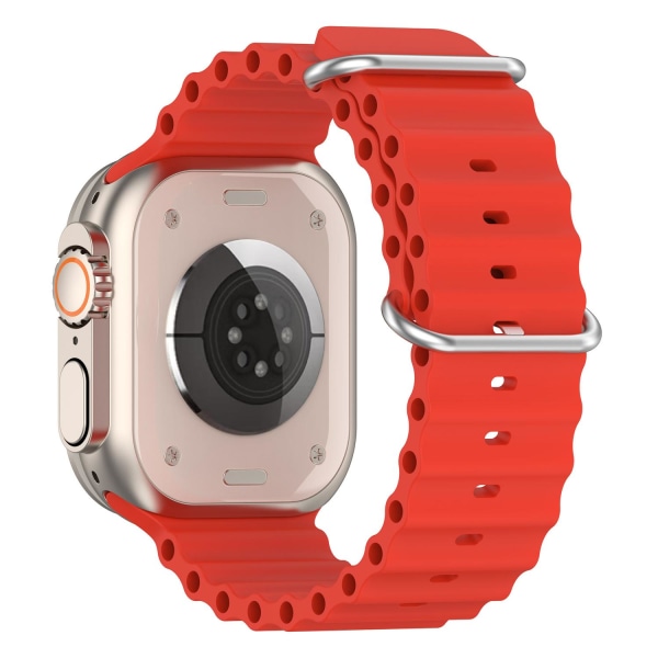 Apple Watch kompatibelt Wave Armband Silikon RÖD 42/44/45/49 mm Röd