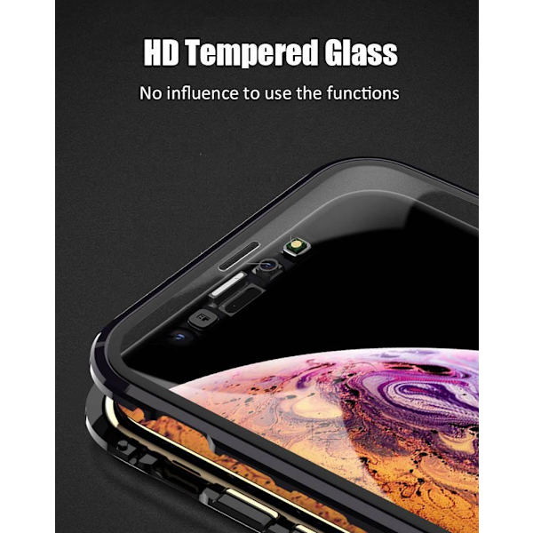 iPhone 11 Pro MAX  Magnetiskt skal Härdat glas 360° skydd BLÅ