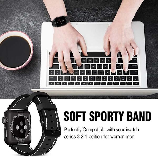 Apple Watch kompatibelt Armband LÄDER SVART 38/40/41 mm Svart one size