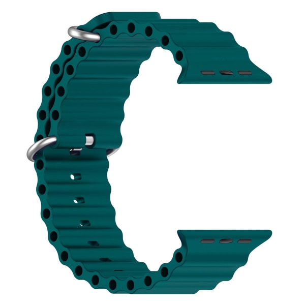 Apple Watch kompatibelt Wave Armband Silikon PETROL 42/44/45/49 Grön
