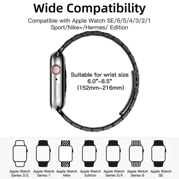 Apple Watch kompatibelt Armband Metall SVART 38/40/41mm Svart