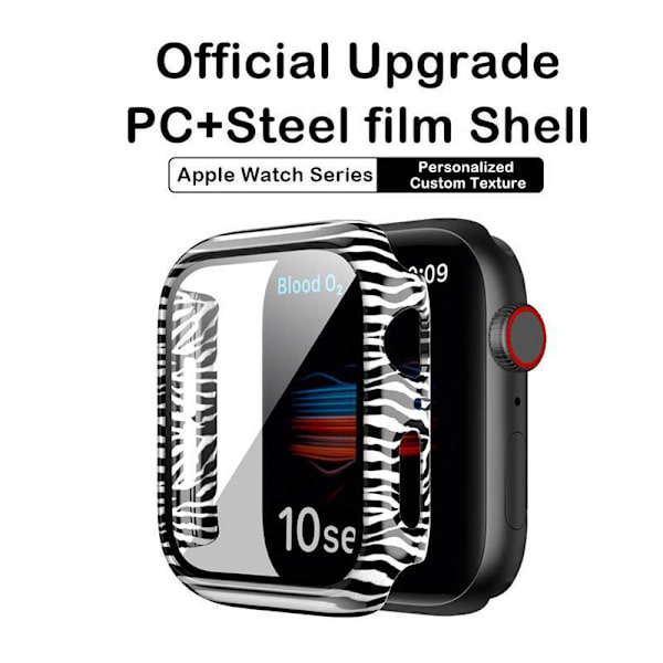 Heltäckande Skal till Apple Watch 4/5/6/SE Härdat glas 44mm ZEBRA Black